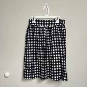Urban Outfitters Silence + Noise Black And White Plaid Check Gingham Midi Skirt